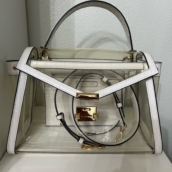 Michael Kors White Clear PVC Satchel with Gold Hardware - Picture 6 of 8